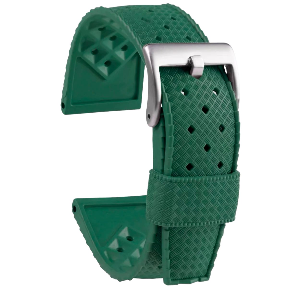Graham Perforated Vintage Tropical Rally Rubber Strap Green -StrapSeeker