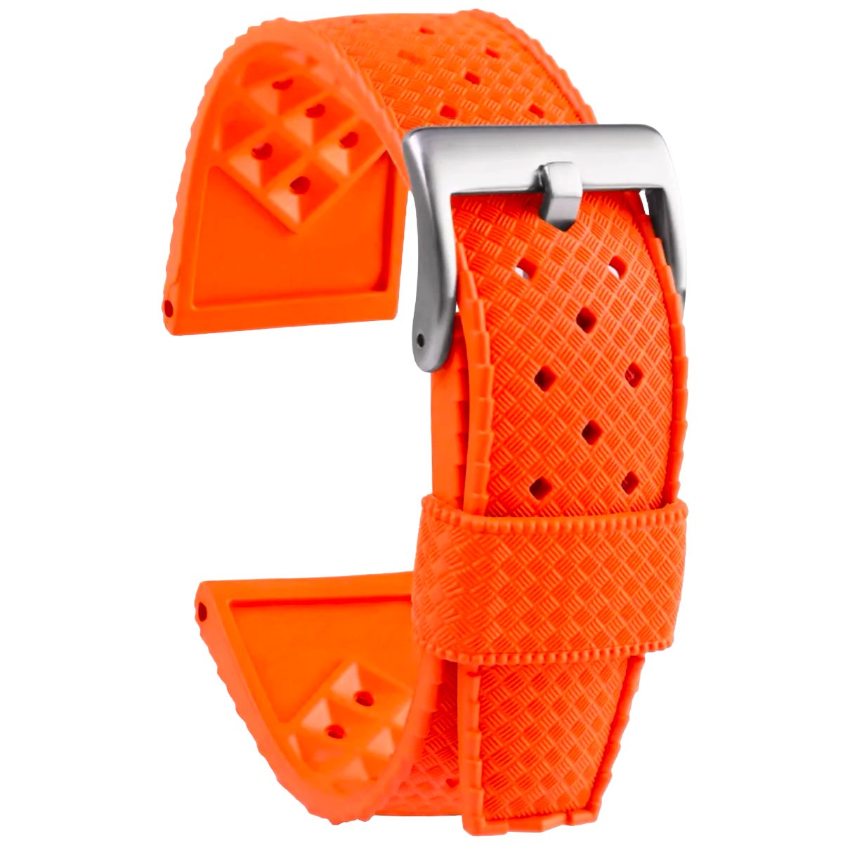 Graham Perforated Vintage Tropical Rally Rubber Strap Orange -StrapSeeker