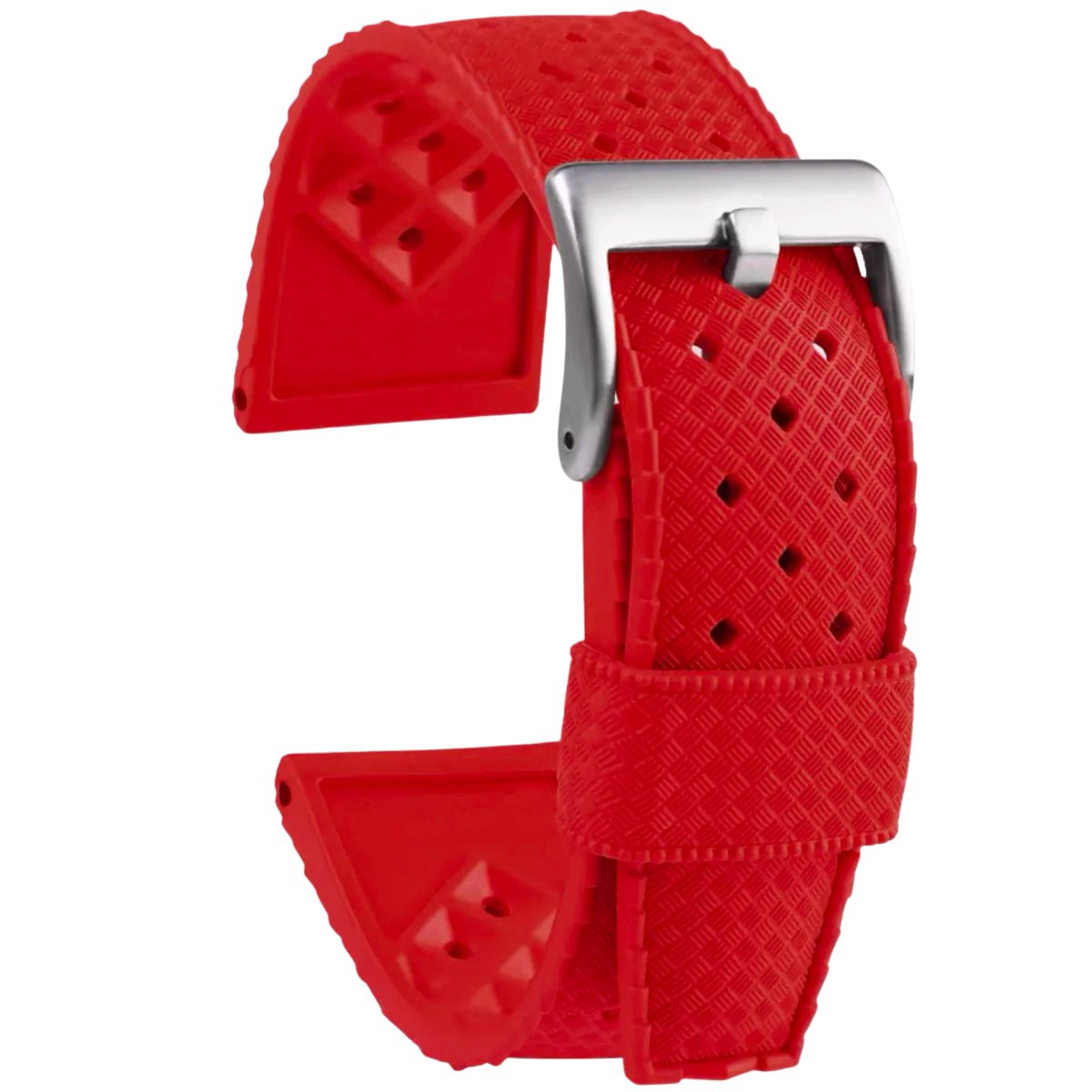 Graham Perforated Vintage Tropical Rally Rubber Strap Red -StrapSeeker