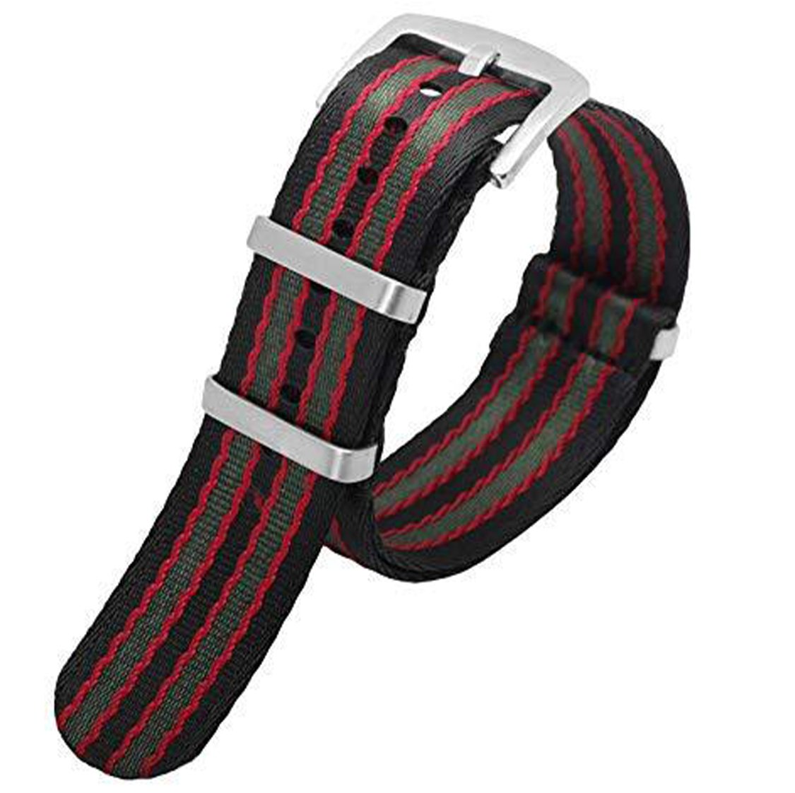 Seatbelt Ballistic Nylon Strap Black/ Red / Green -StrapSeeker