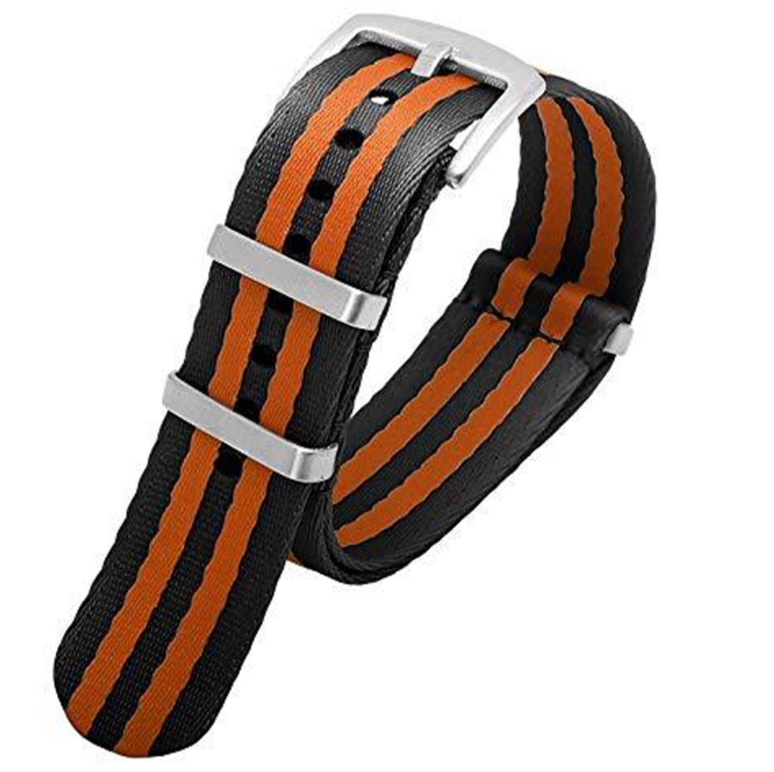 Seatbelt Ballistic Nylon Strap Black with Orange Stripe -StrapSeeker