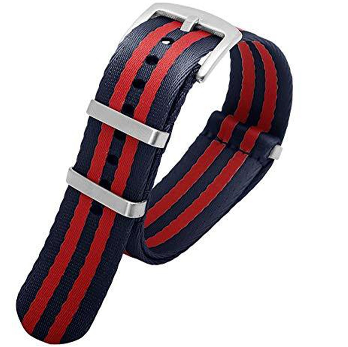 Seatbelt Ballistic Nylon Strap Blue with Red Stripe -StrapSeeker