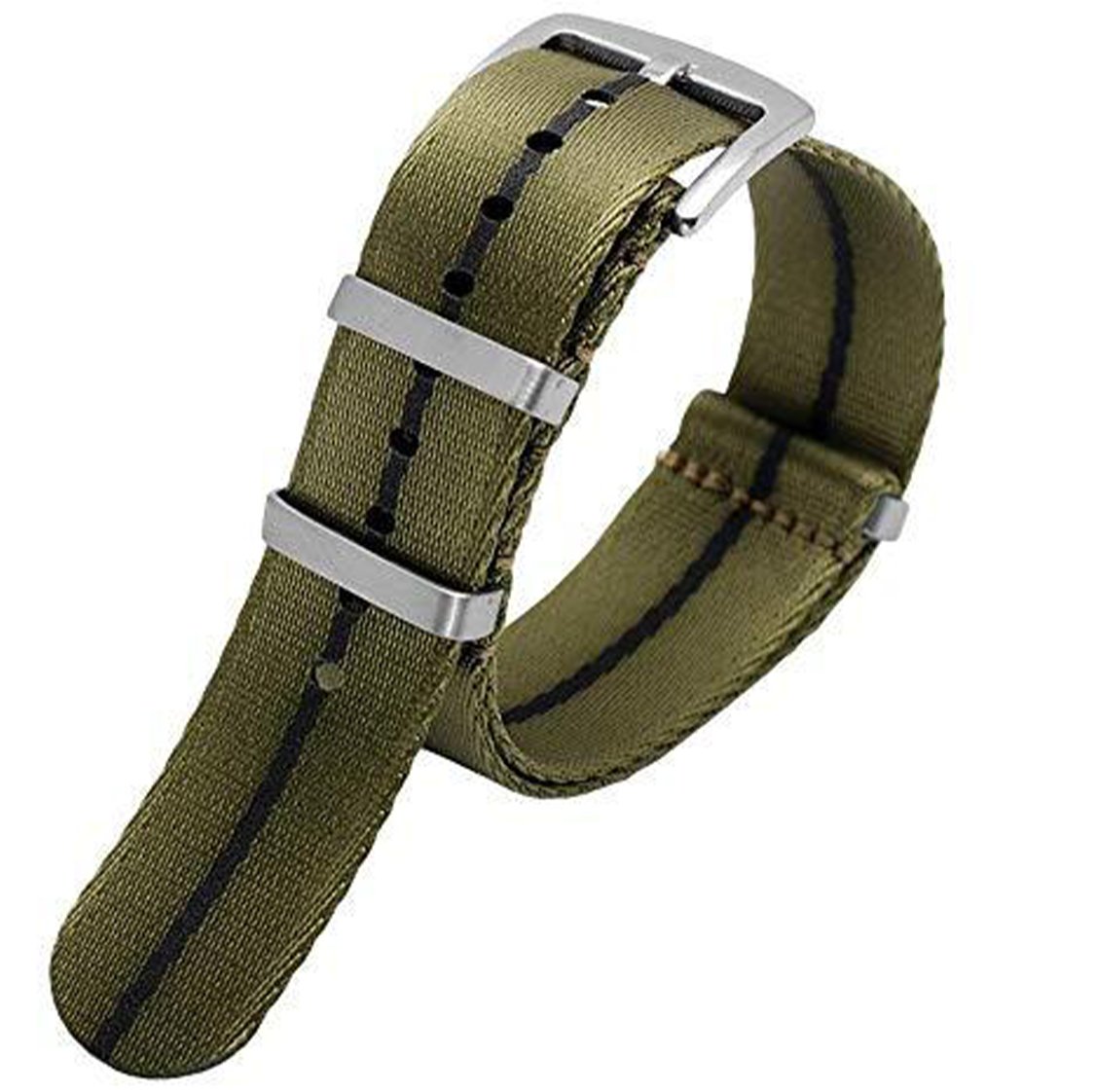 Seatbelt Ballistic Nylon Strap Green with Black -StrapSeeker