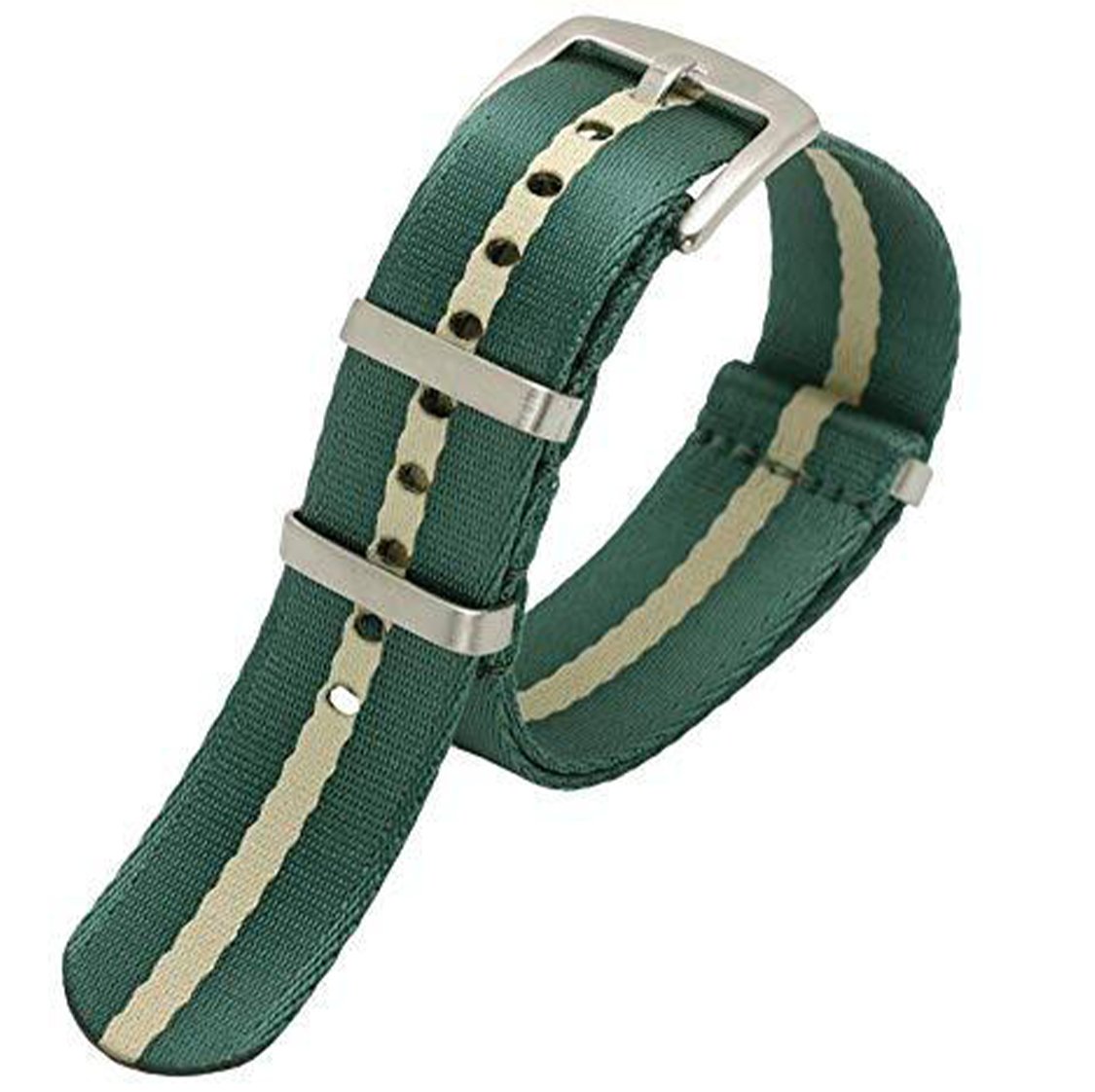 Seatbelt Ballistic Nylon Strap Green with Yellow Line -StrapSeeker