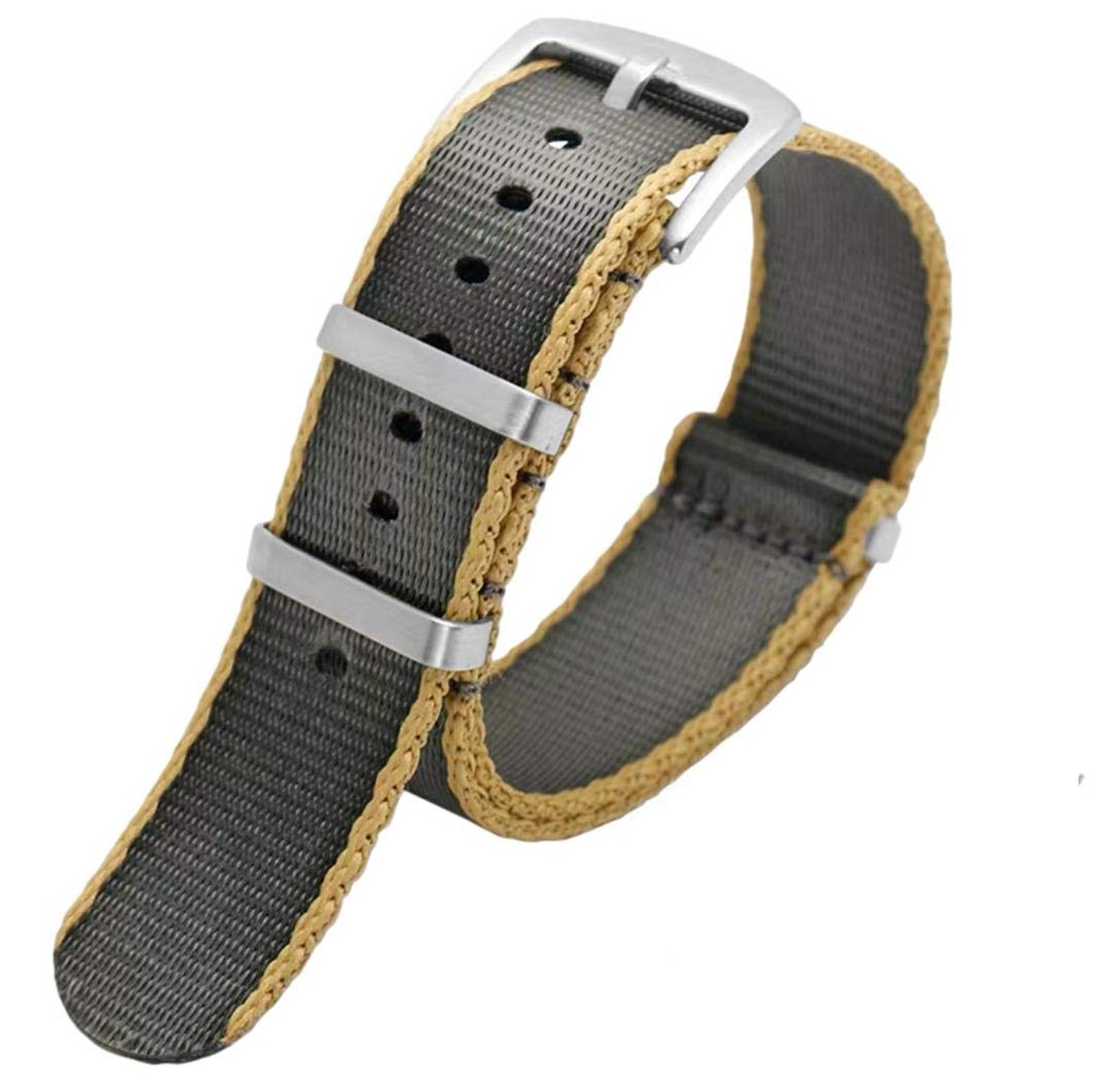 Seatbelt Ballistic Nylon Strap Grey with Yellow -StrapSeeker