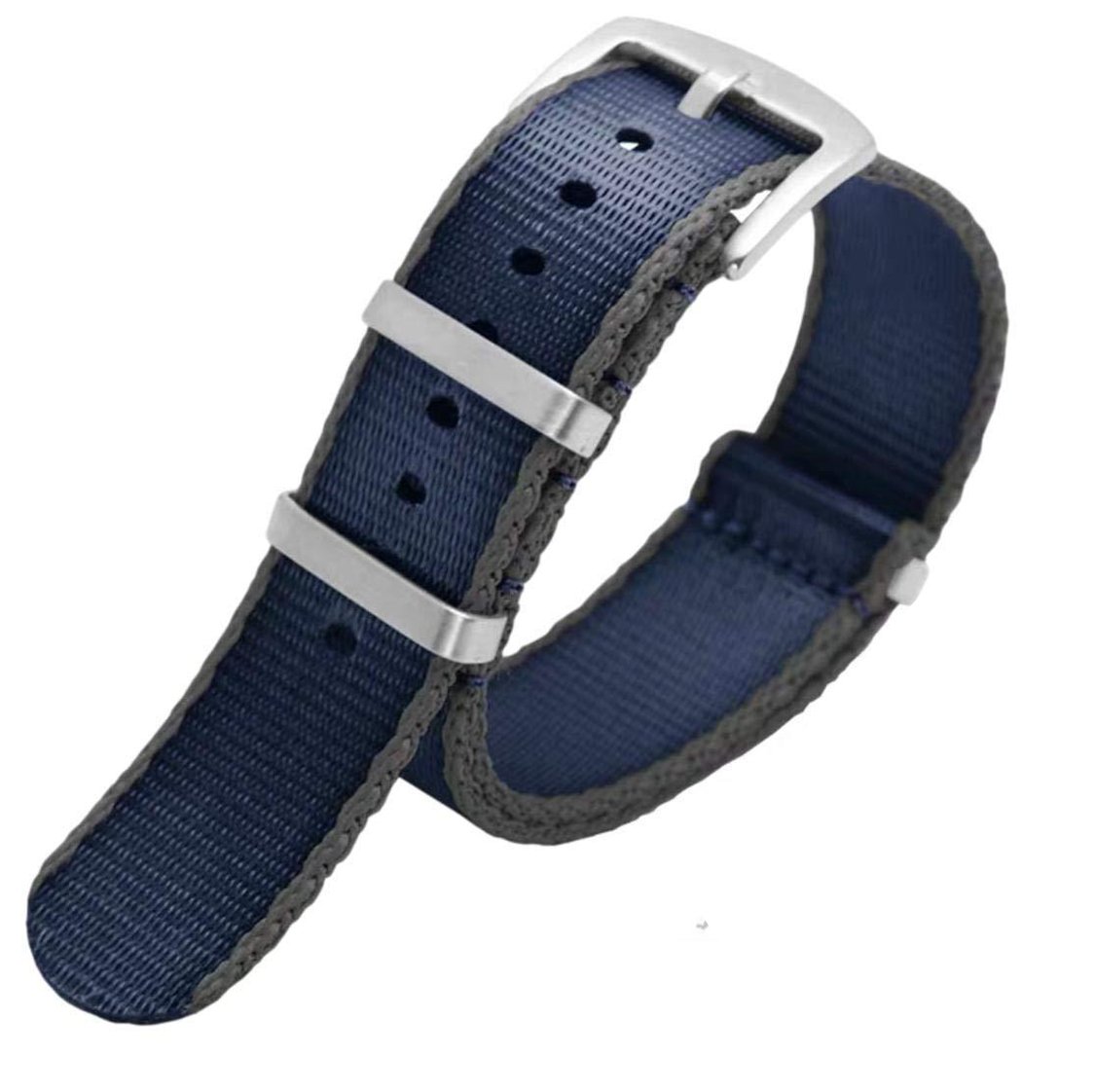 Seatbelt Ballistic Nylon Strap Navy Blue with Grey Edge -StrapSeeker